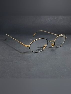 Vintage NOS DKNY HAYDN KY520 Eyeglasses  Oval Black/Antique Gold  Unisex Italy